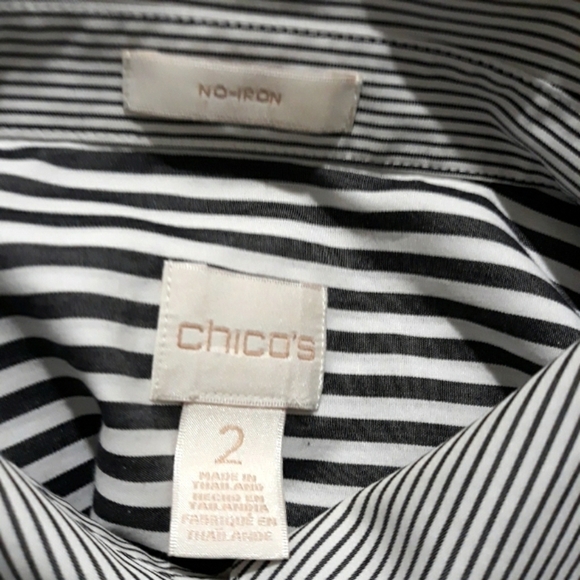 Chico's 100% cotton button down Long-Sleeve striped shirt size 2 or Large - Picture 8 of 10